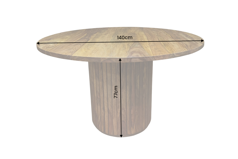 Esstisch TRES CHIC Ø 140 cm rund Sheeshamholz braune Steinoptik