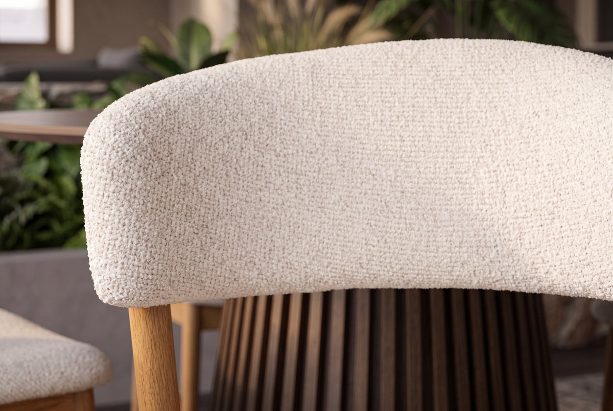 Chair VALHALLA WOOD textured fabric creamy and oak wood natural