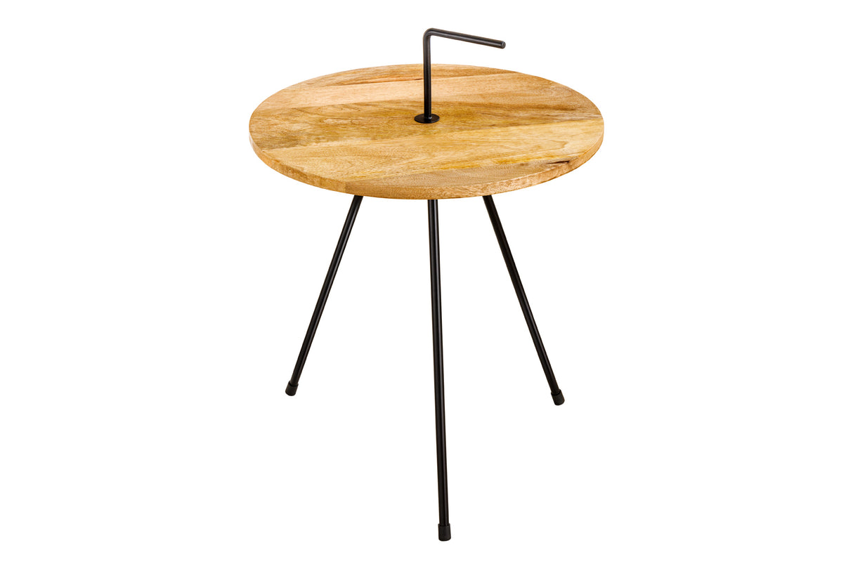 Beistelltisch SIMPLY CLEVER 60cm natürliches Mangoholz mit schwarzem Griff