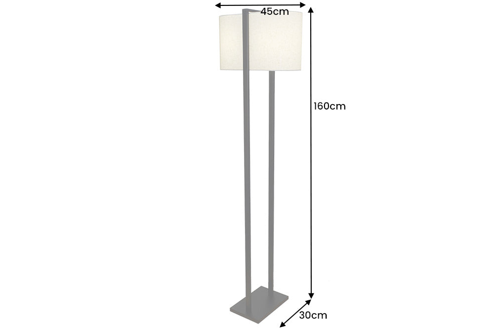 Floor lamp COLLEEN 160cm metal black w/ white lampshade