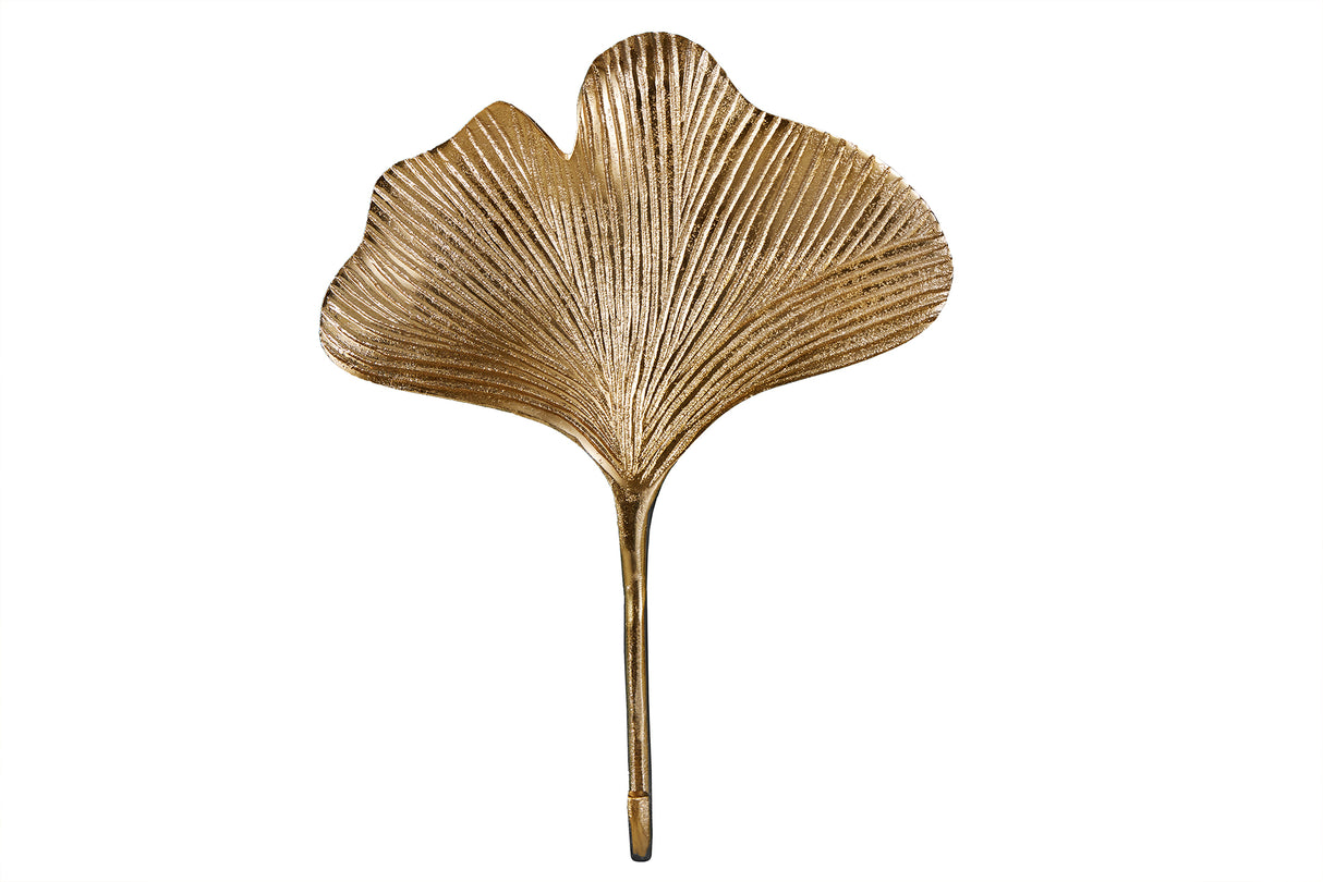 Wall decoration coat hook GINKGO set of 3 gold