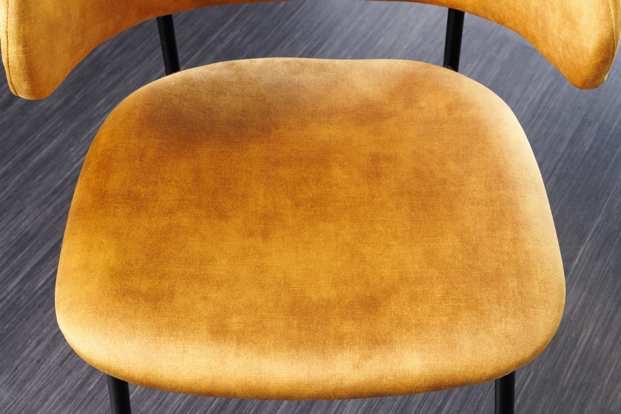 Chair TRACY velvet mustard yellow black legs