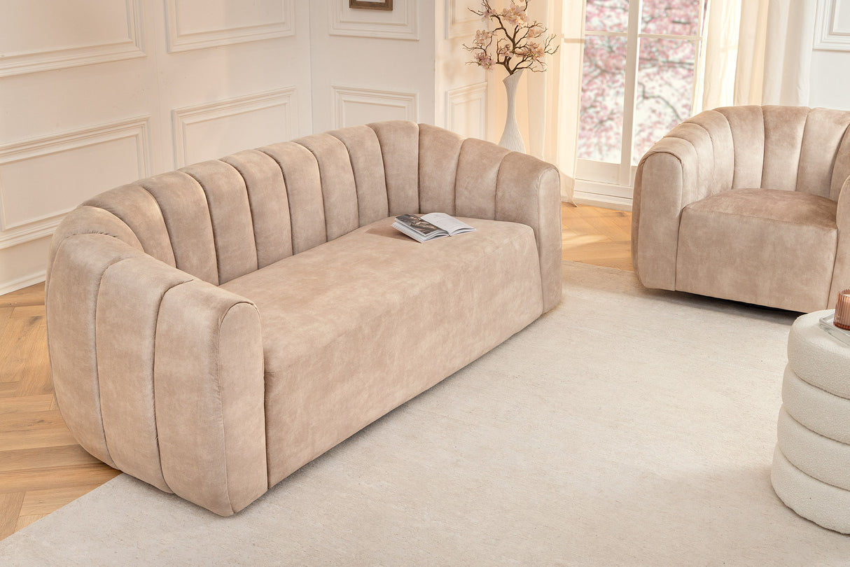 Sofa BABYLON 200cm 3-Sitzer Samt beige