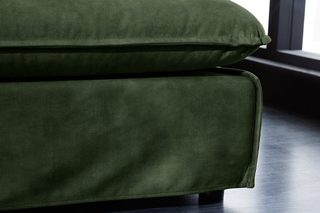 Hocker HEAVEN 100cm abnehmbarer Bezug Samt dunkelgrün