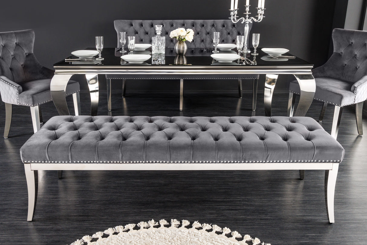 Sitzbank CASTLE DELUXE 165cm samtgrau im Barockstil
