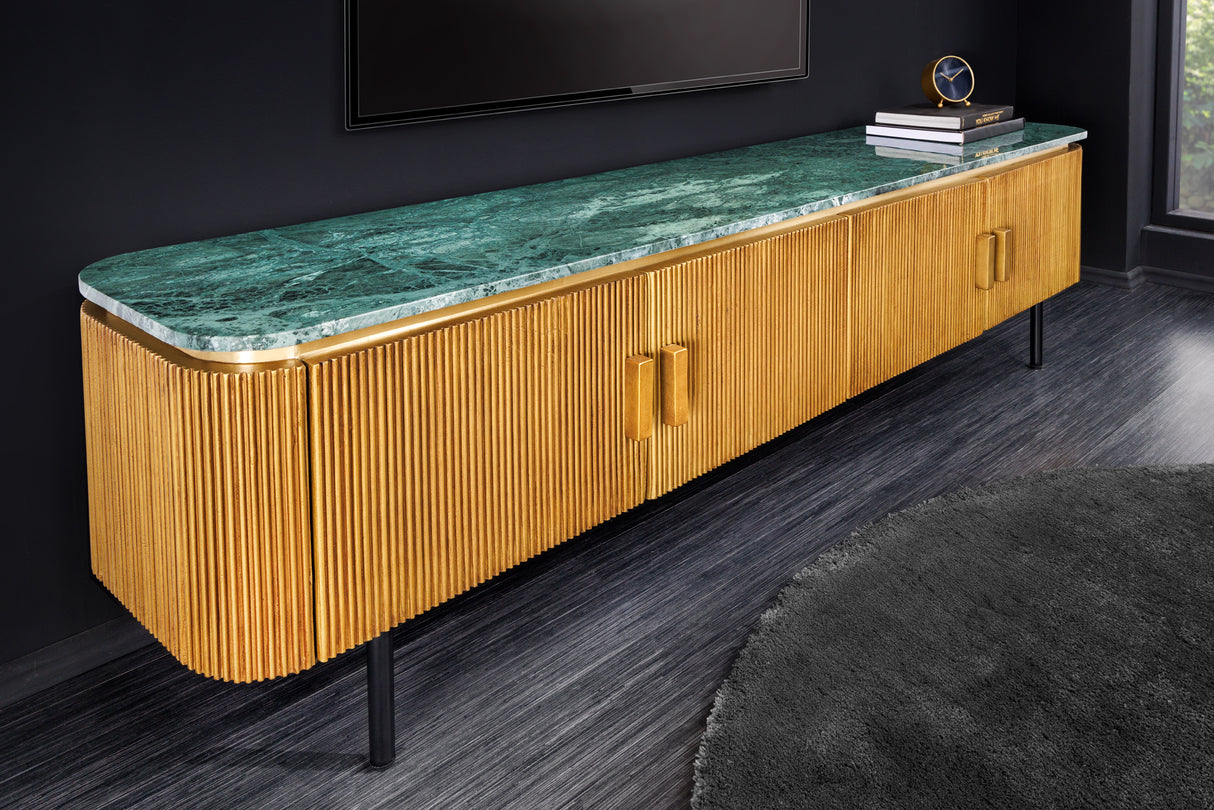 TV-Board VENEZIANO 160cm Mangoholz und Marmorplatte