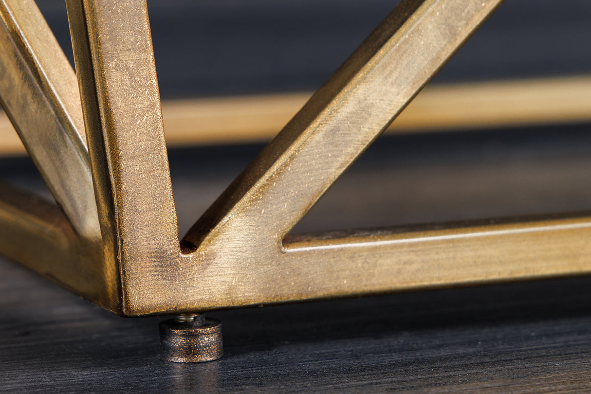 Konsole DIAMOND 120cm Eisen in Messingoptik Platte Mangoholz