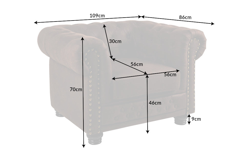 Armchair CHESTERFIELD microfibre vintage brown