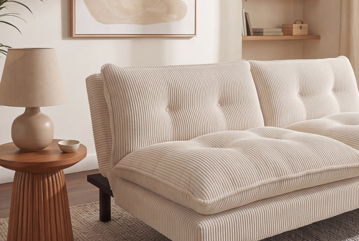 Sofa bed COCOONING 190cm 3-seater cord beige