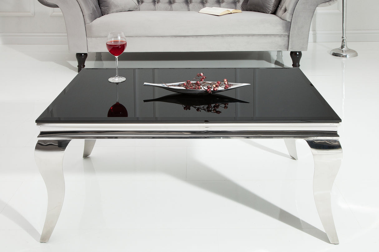 Couchtisch MODERN BAROCK 100cm gehärtetes Opalglas schwarz
