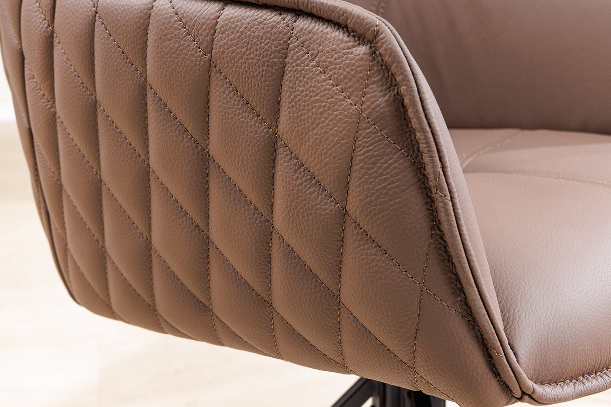 Drehstuhl EUPHORIA drehbar 180° mit Armlehnen Leder braun