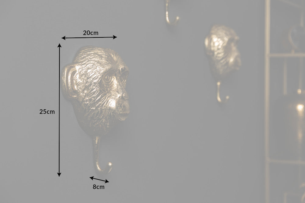 Wall decoration coat hook THREE APES set of 3 gold