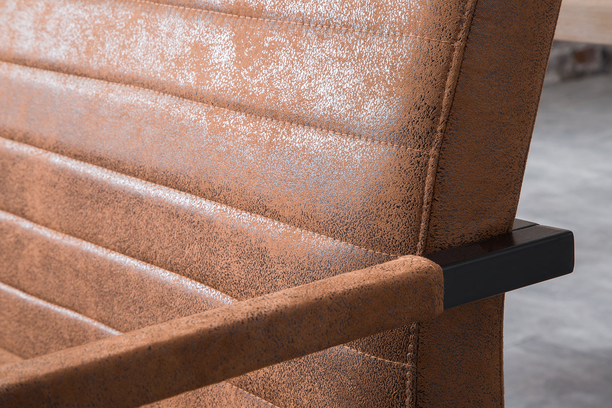 Bench LOFT 160cm with armrests microfibre vintage brown
