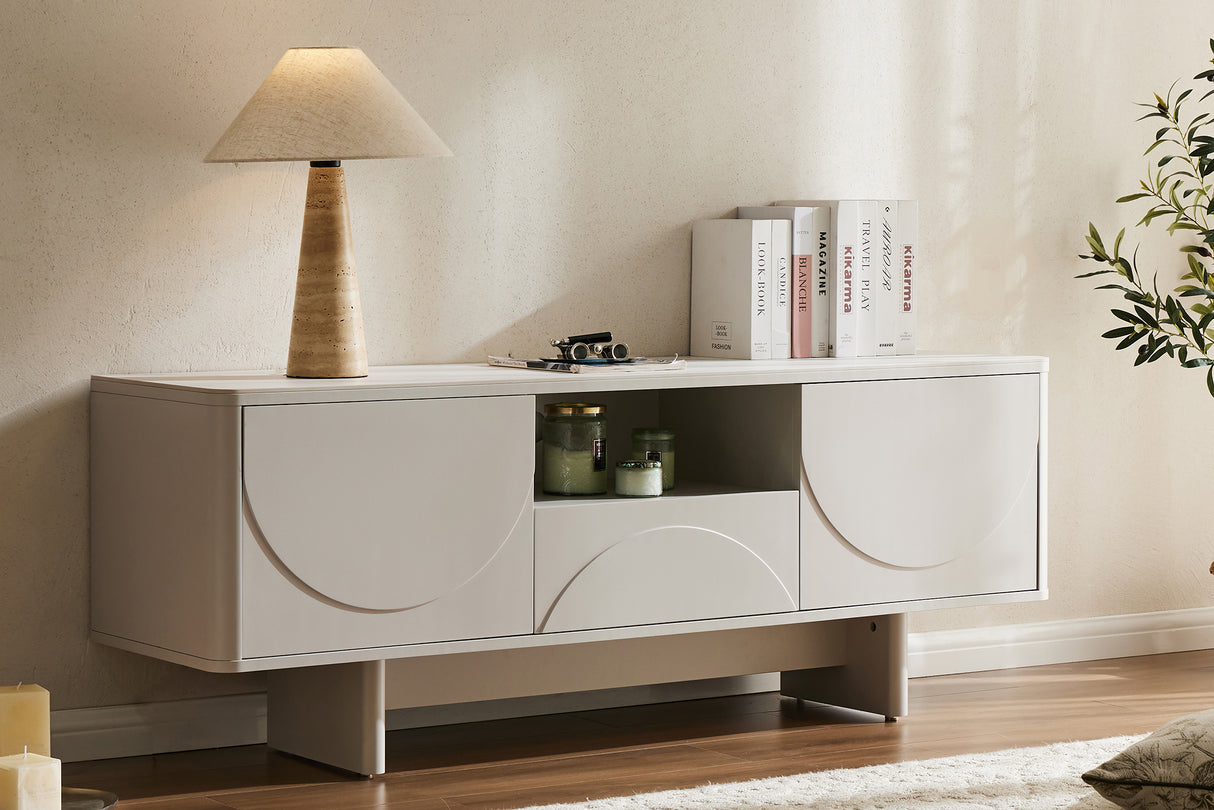 TV Board SAVOY 150cm 3D w/ white marble ceramic top