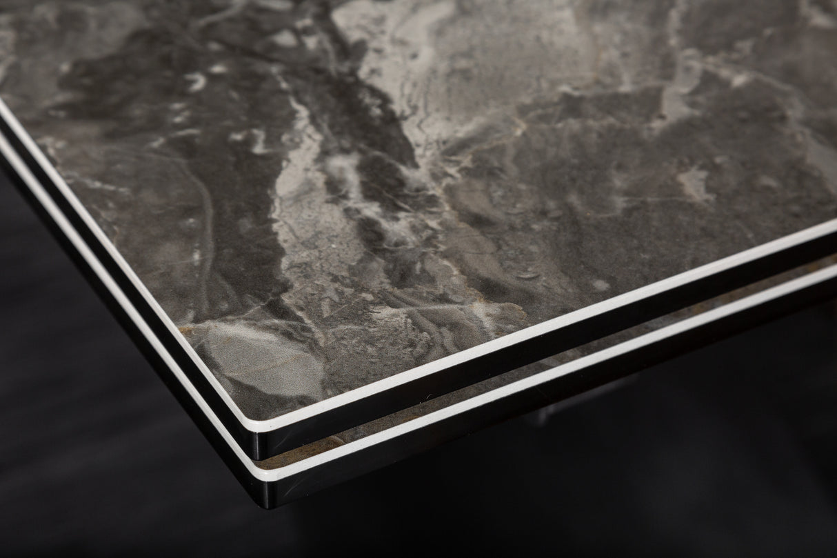 Dining table EUPHORIA 180-220-260cm ceramic marble look 10mm tempered glass