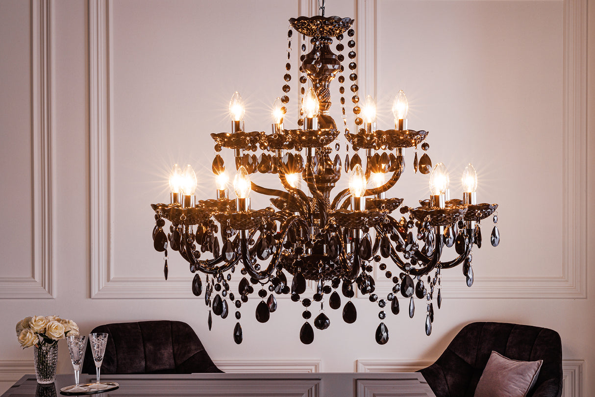 Chandelier DIAMONDS 15-armed black acrylic