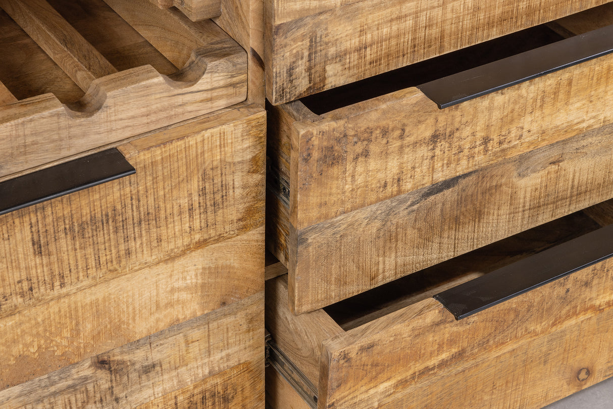 Sideboard IRON CRAFT 175cm mango wood wine shelf