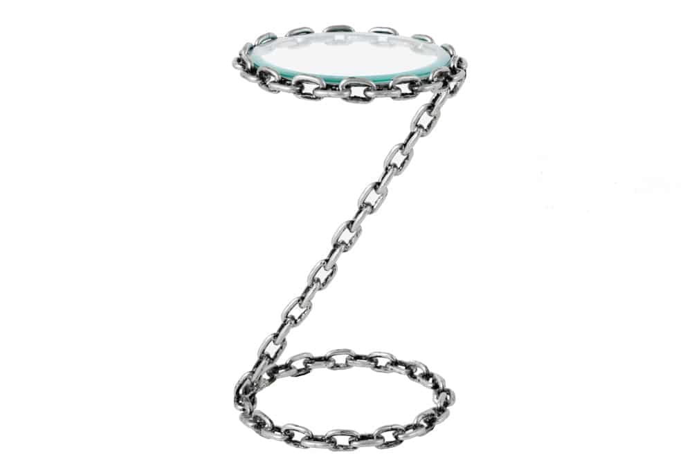 Side table CHAIN 55cm w/ glass plate