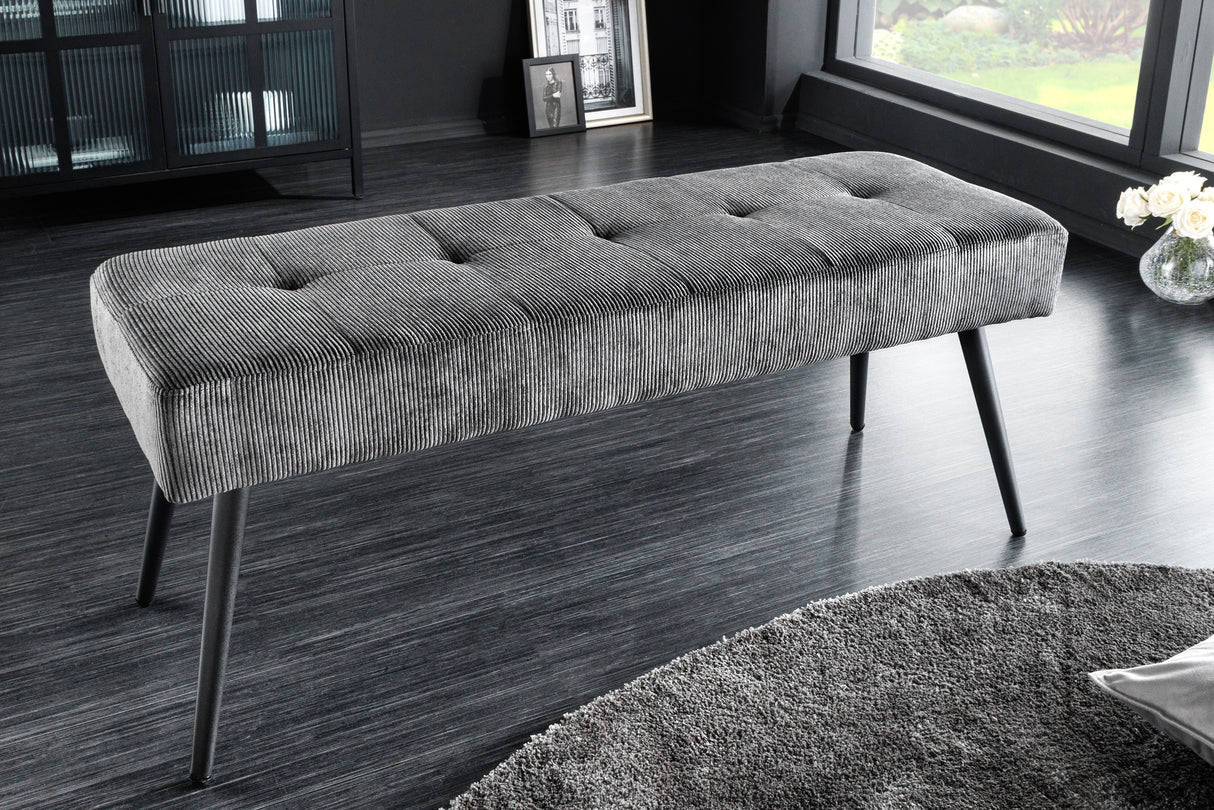 Bench BOUTIQUE 100cm cord dark grey