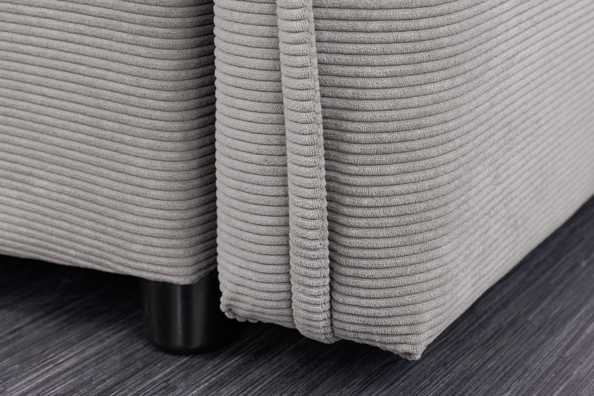 Sofa bed APARTMENT 215cm 3-seater cord grey w/ storage space