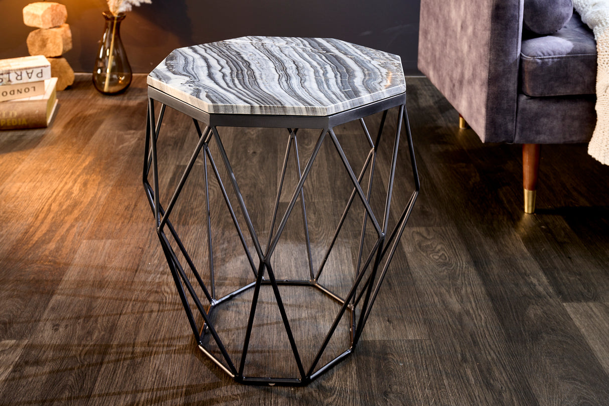 Couchtisch DIAMOND 50cm Marmor schwarz grau