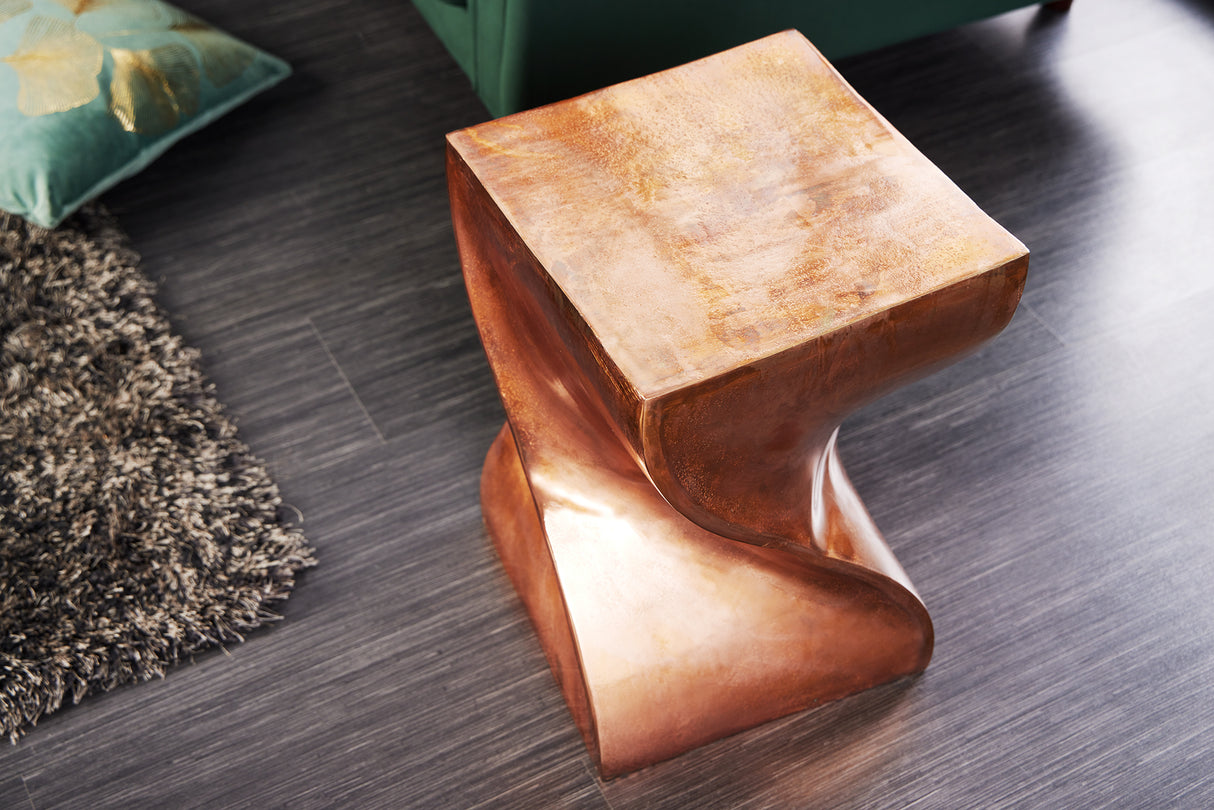 Stool side table TWIST 45cm mottled copper