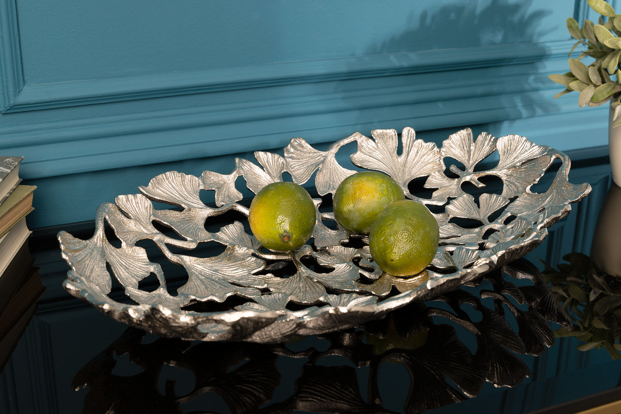 Decoration bowl GINKGO LEAVES 50x30cm silver