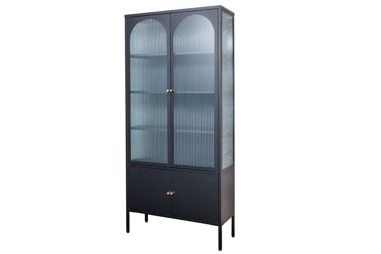 Display case PARIS 180cm ribbed glass black