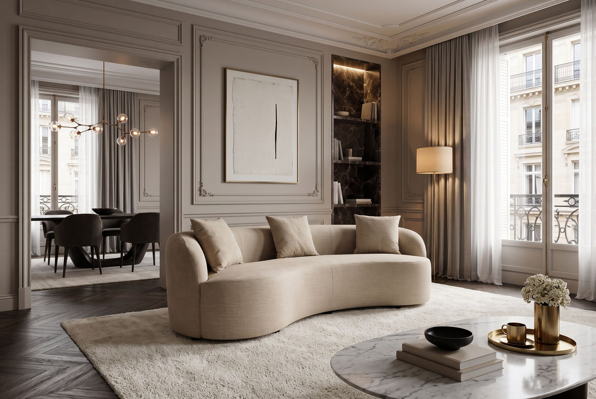 Sofa ATELIER 230cm 3-Sitzer Samt Beige