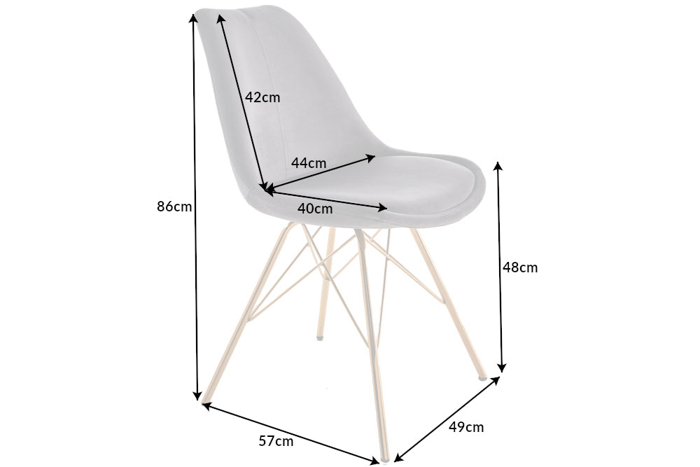 Chair SCANDINAVIA MASTERPIECE velvet dark grey with golden legs