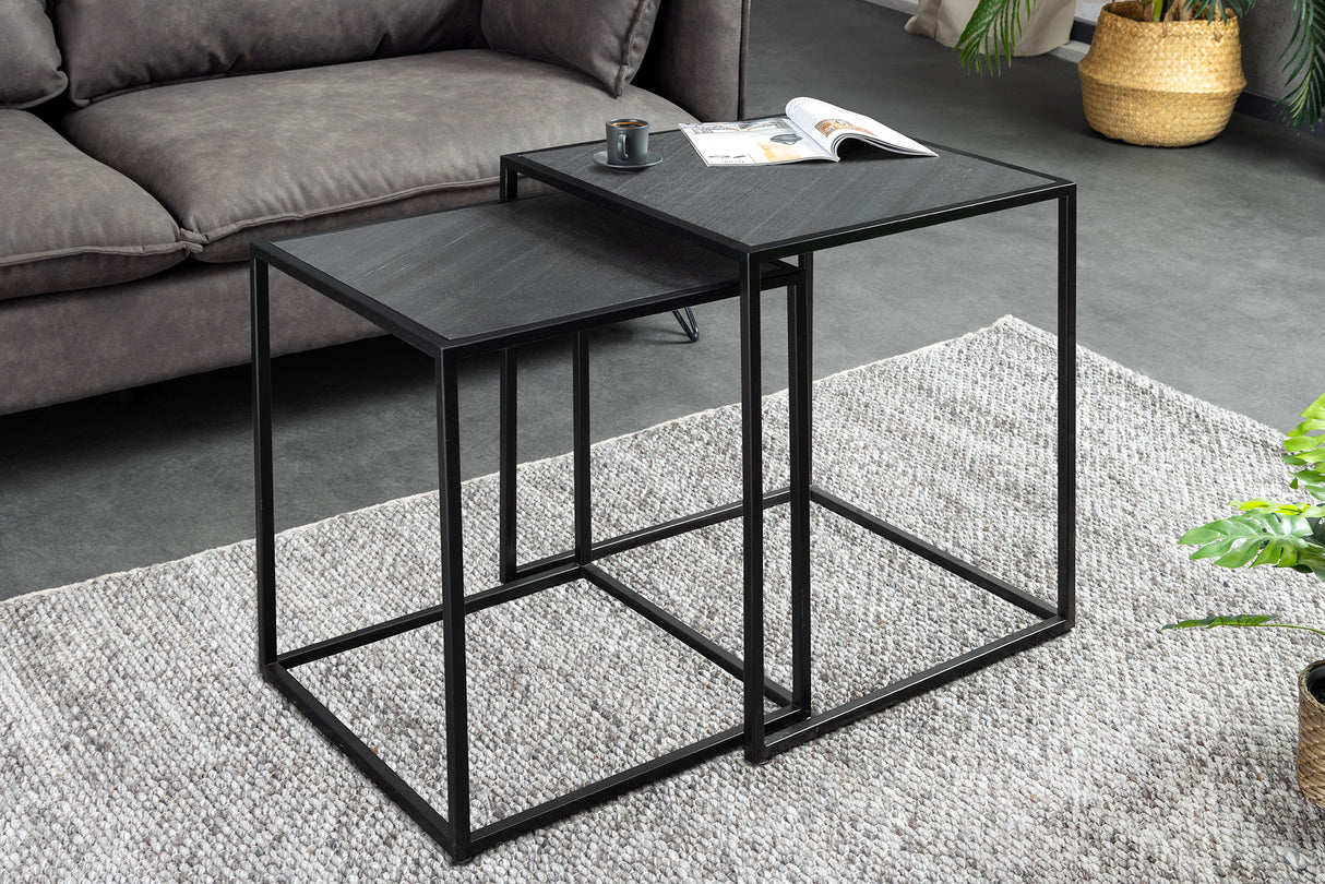 Couchtisch MOUNTAIN SOUL 45/40cm 2er Set Marmoroptik schwarz