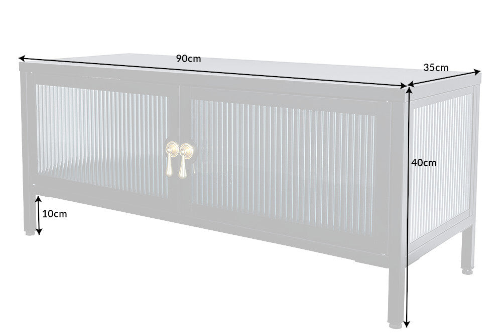 Display cabinet AMSTERDAM 90cm ribbed glass black