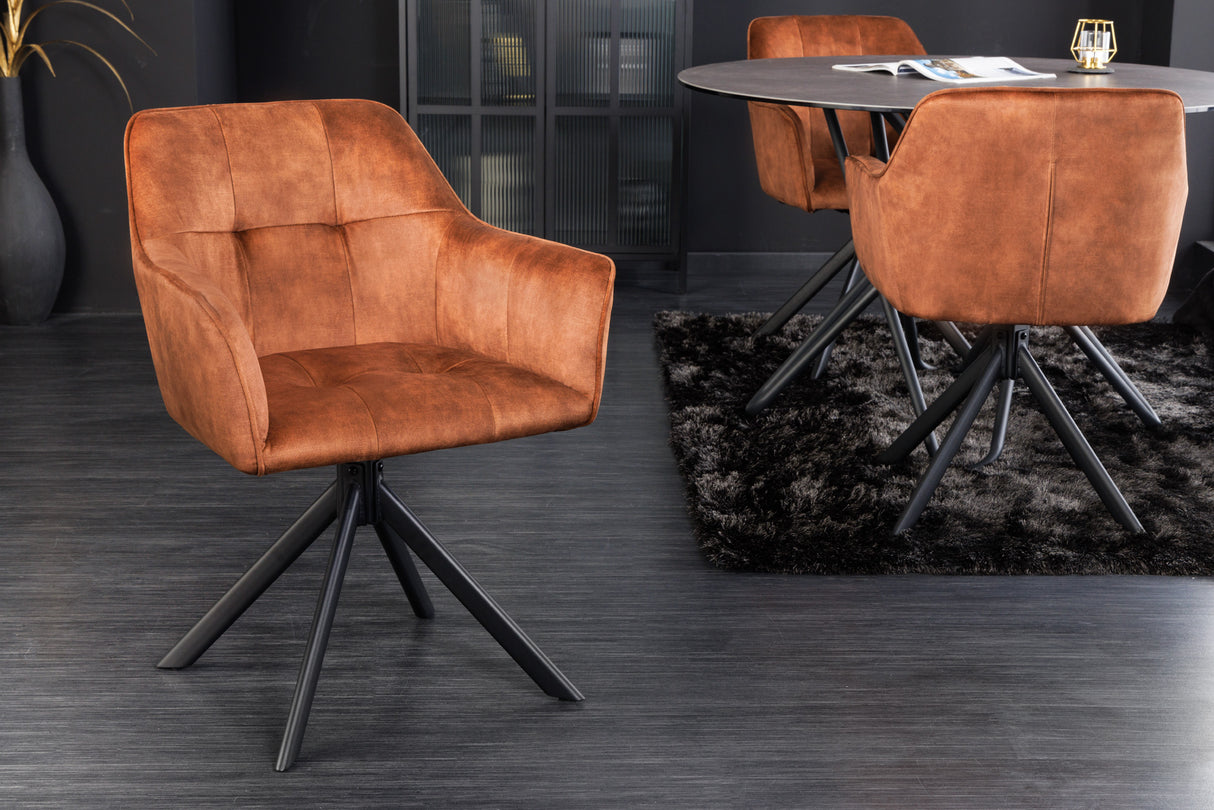 Drehstuhl LOFT 180° mit Armlehnen Samt kupferbraun