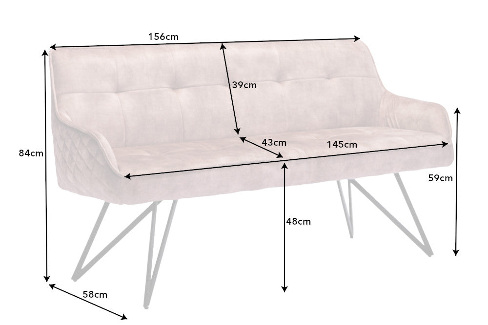 Bench EUPHORIA 160cm velvet champagne greige