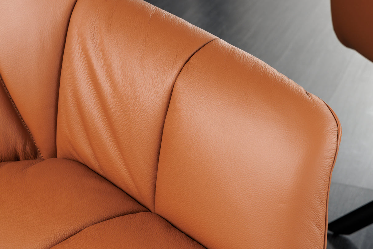 Swivel chair PAPILLON rotatable 180° w/ armrests leather cognac black