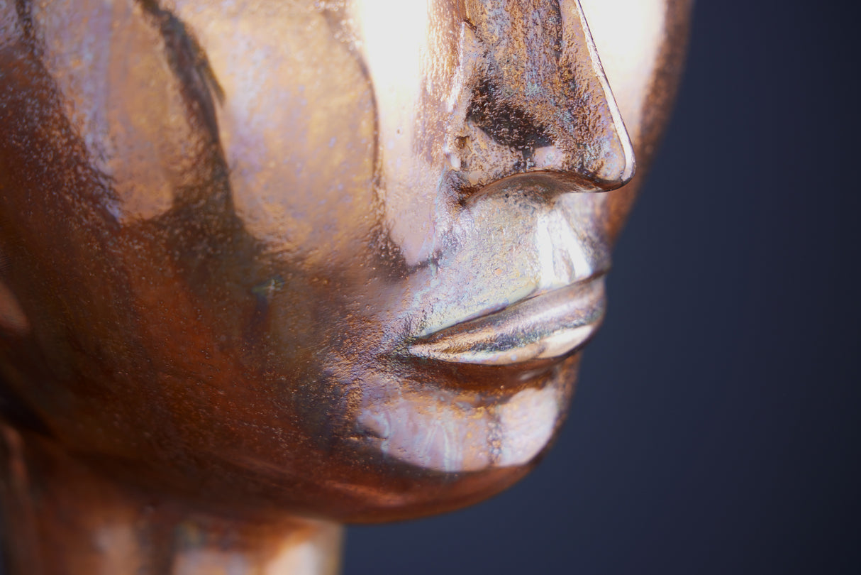 Decoration vase FACE 50cm antique copper