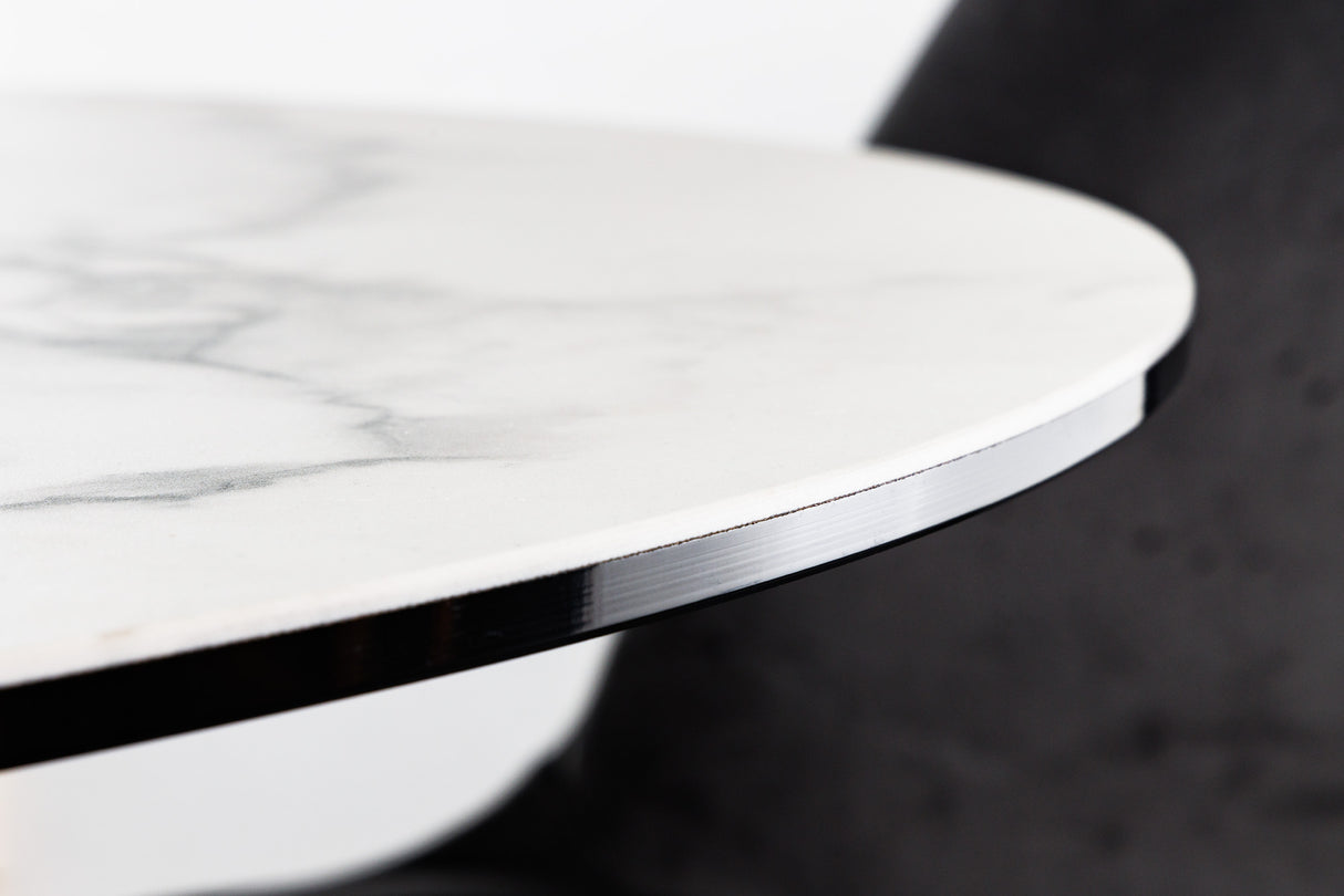 Esstisch CIRCULAR Ø 120cm Marmoroptik weiß