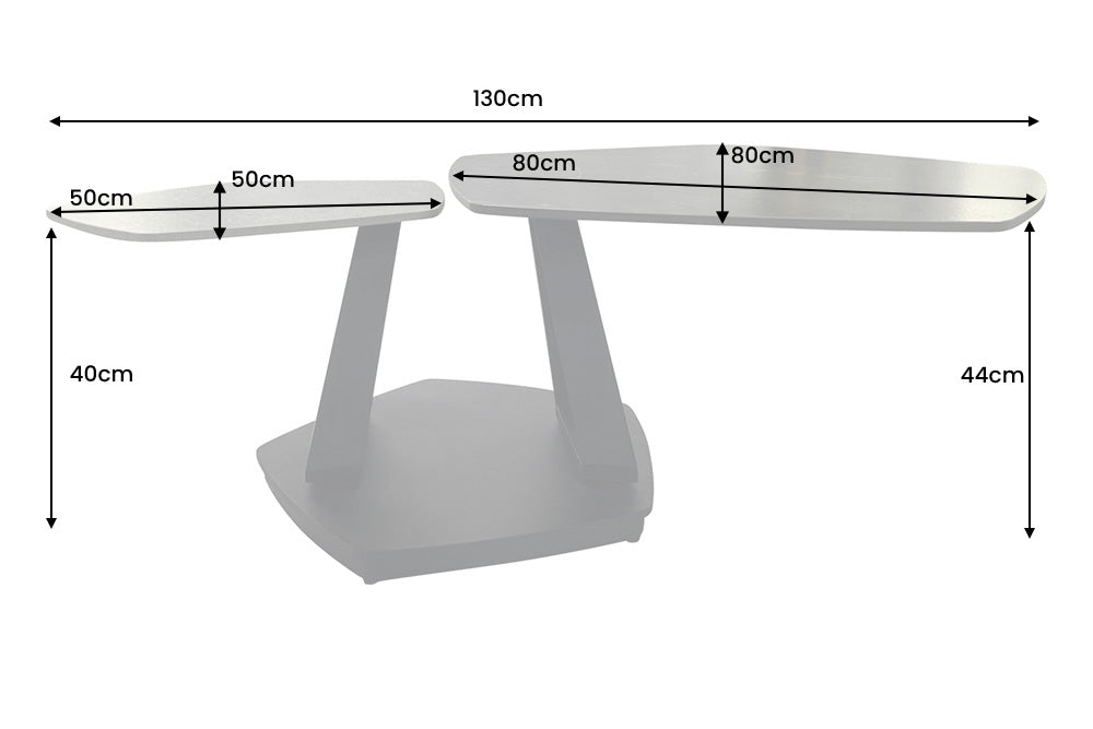 Coffee table MOVEMENT 80-130cm rotatable ceramic top grey and anthracite marble look