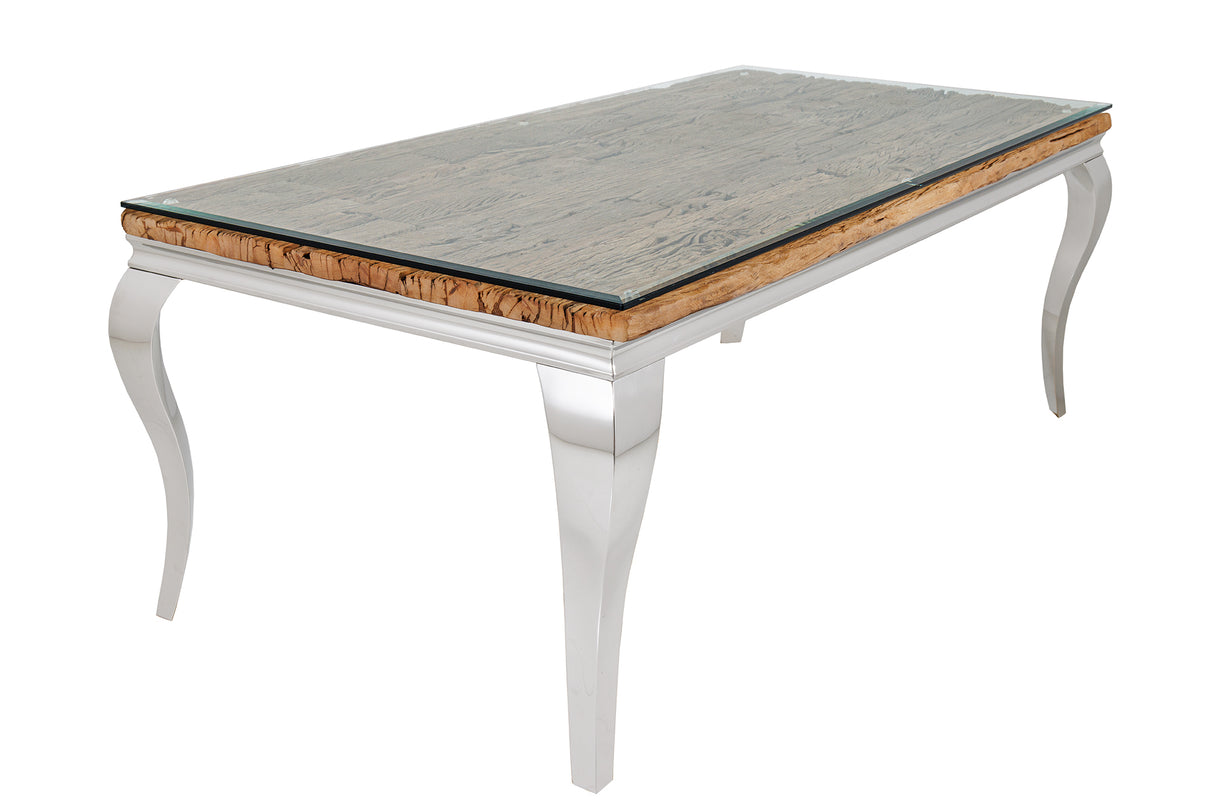 Esstisch MODERN BAROCK BARRACUDA 200cm Chrom inkl. Glasplatte ohne Teakplatte