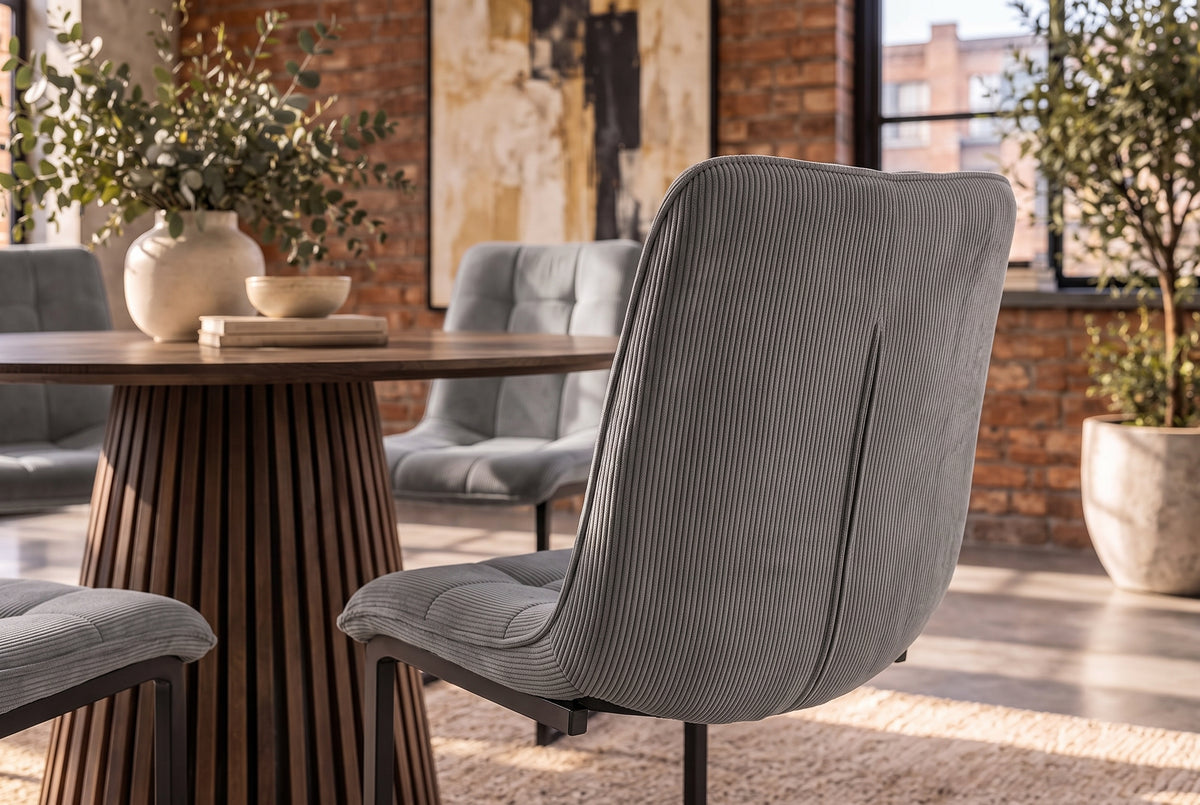 Cantilever chair MIAMI square quilting cord grey w/ black metal frame