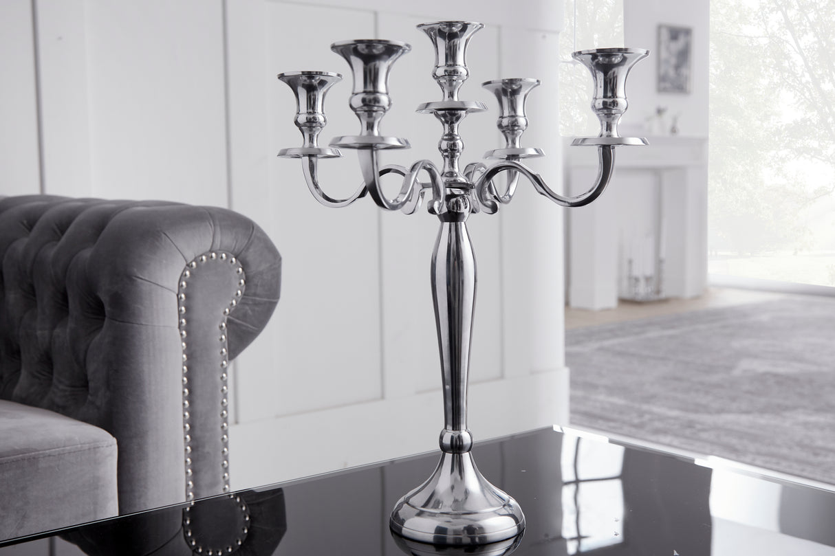 Candleholder MODERN BAROCK 40cm 5-armed silver