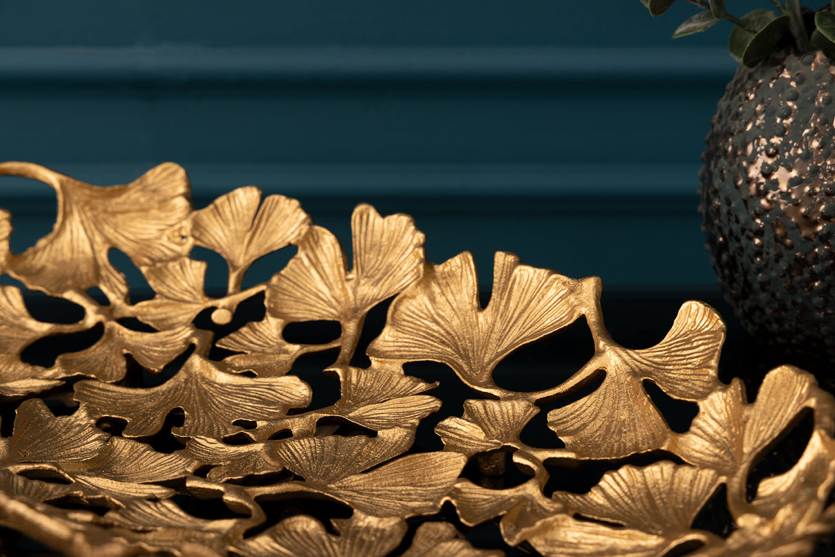 Dekoschale GINKGO BLÄTTER 50x30cm gold