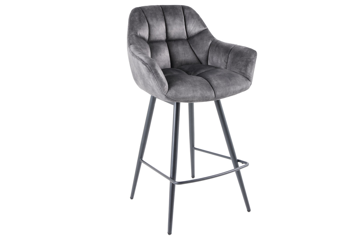 Bar chair PAPILLON 106cm rotatable 180° velvet grey