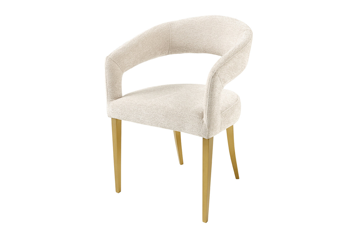 Chair BOUTIQUE beige brushed structured fabric w/ golden legs