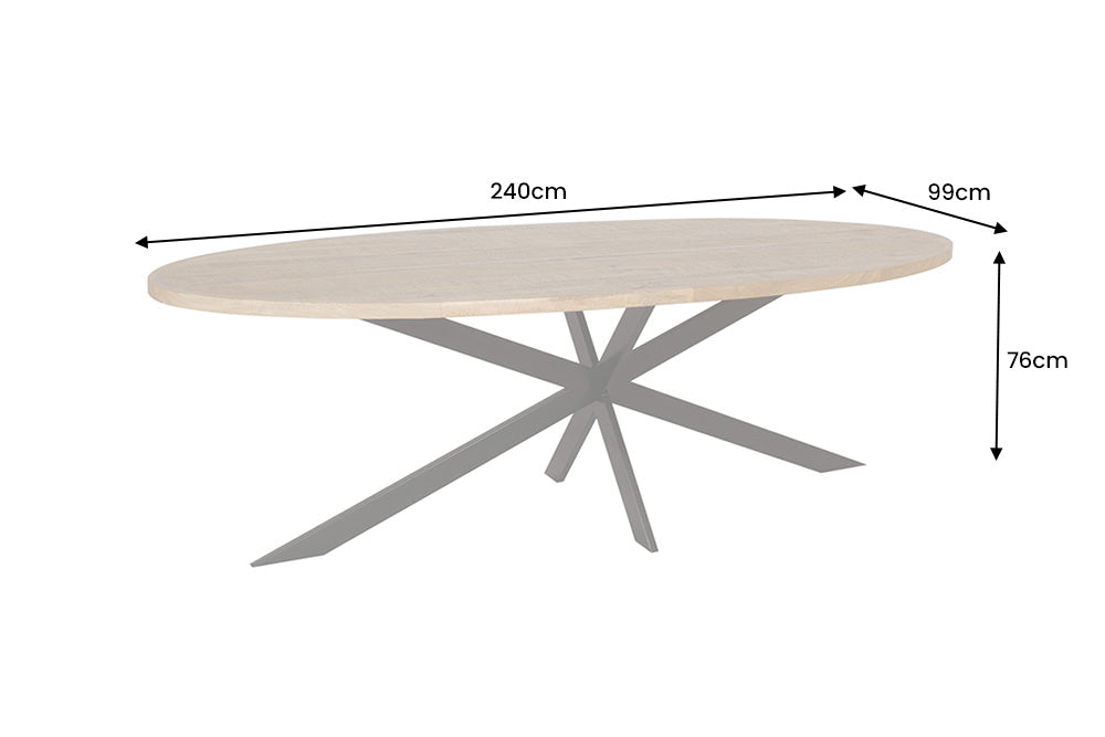 Esstisch GALAXIE 240cm oval Mangoholz naturbraun