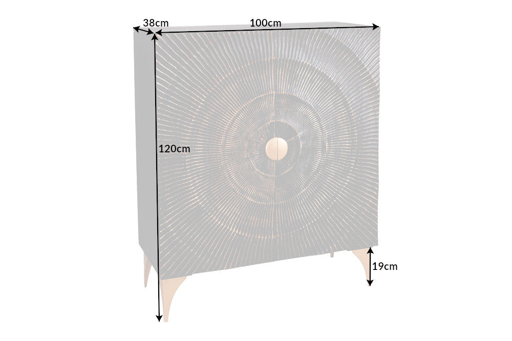 Highboard GOLDEN SUNSET 120cm 3D Mangoholz schwarz gold