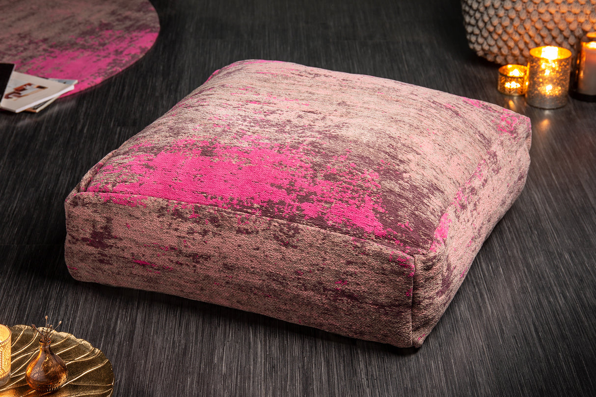 Floor cushion MODERN ART 70cm flat woven fabric dusky pink