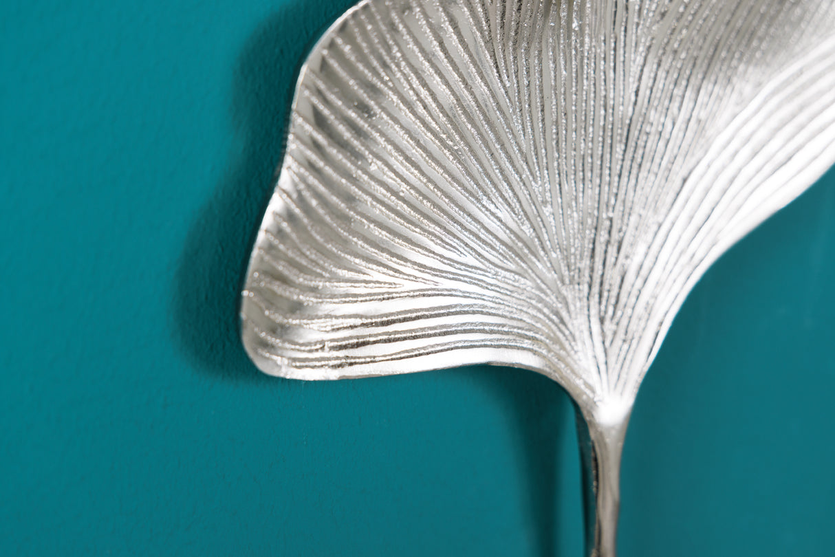 Wall decoration coat hook GINKGO set of 3 silver