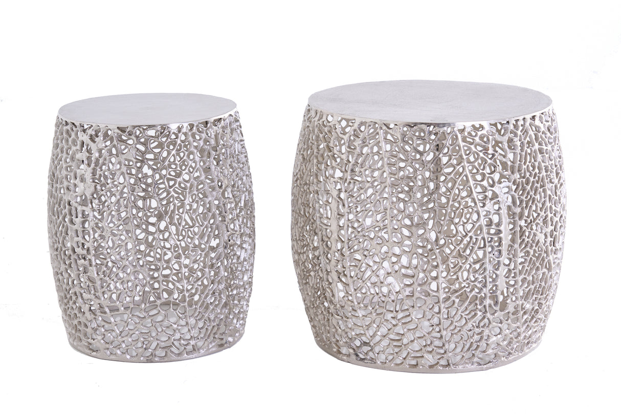 Coffee table LEAF 40cm set of 2 silver