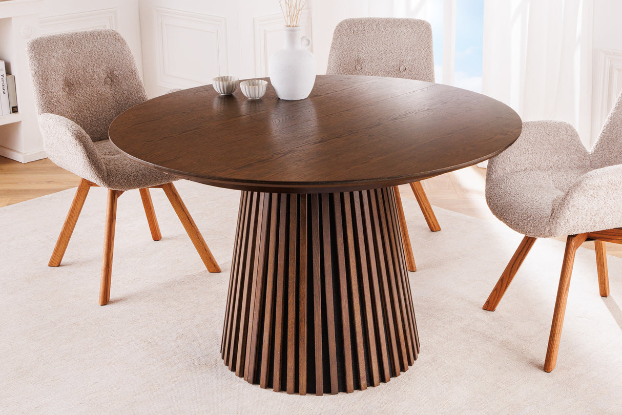 Dining table VALHALLA WOOD round 120-160-200cm extandable oak dark